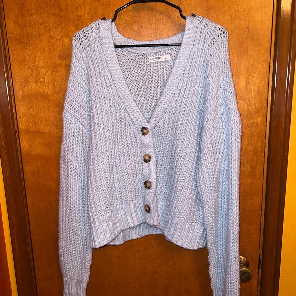 Arizona Jean Company Light Blue Chunky V-Neck Button Cardigan